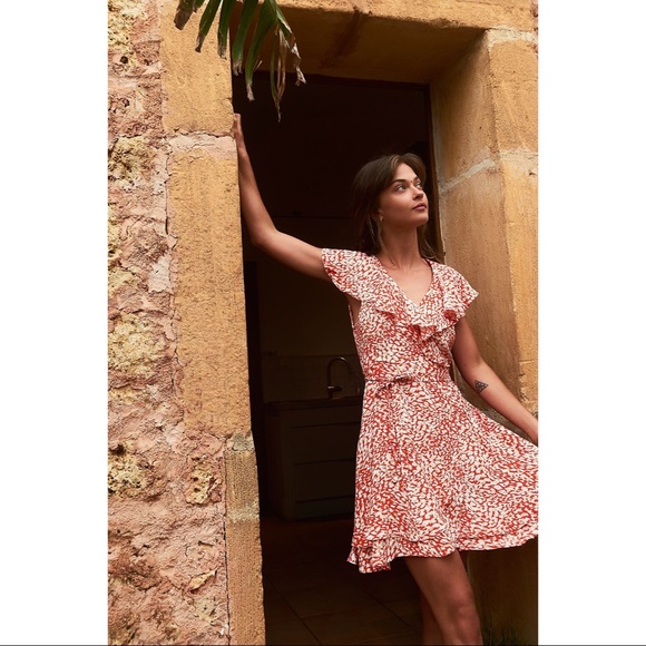 Free People French Quarter Mini Wrap Dress Orange - Picture 2 of 13